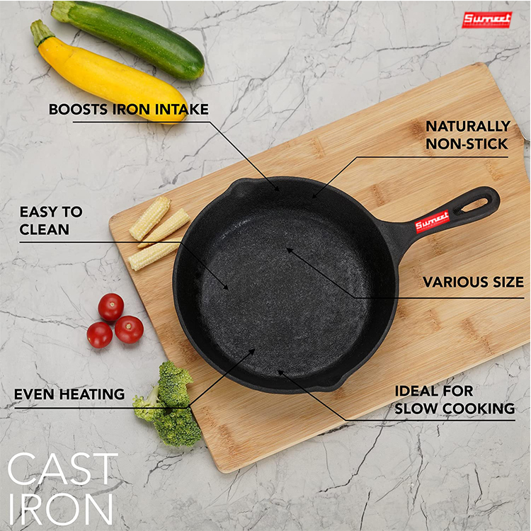 Pre-Seasoned Induction Friendly Non-Stick Iron Frying Pan Frypan