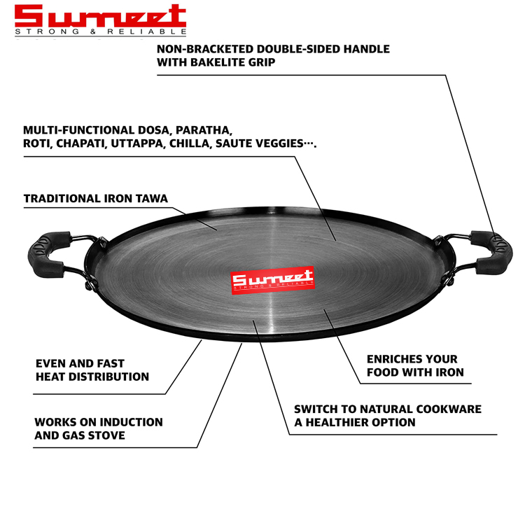  Sumeet Pre Seasoned Heavy Weight Cast Iron Flat Dosa